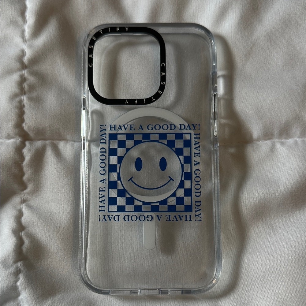 Casetify - New Have a Nice Good Day Smiley Clear and Blue I-Phone 14 Case